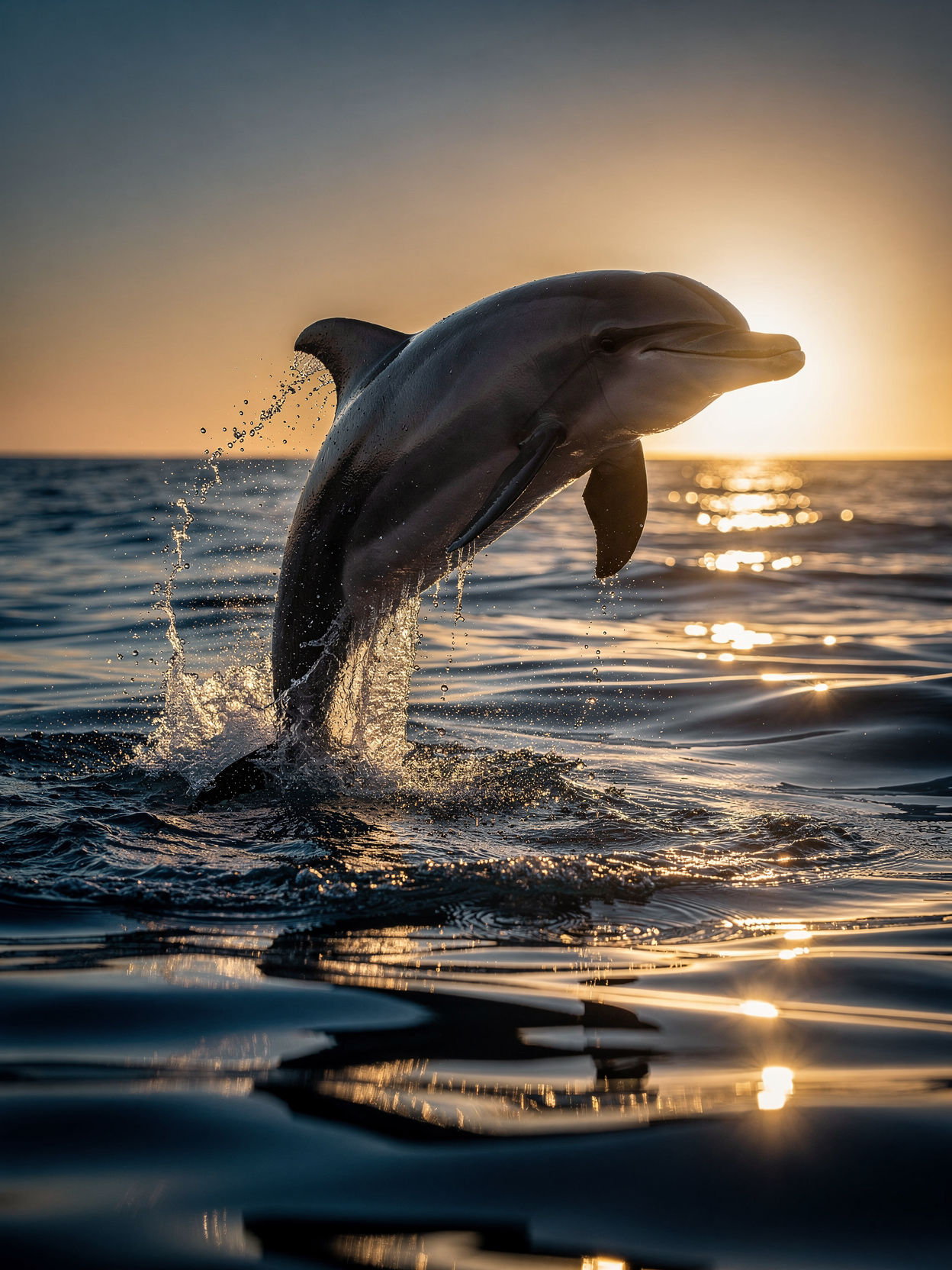 Dolphin leaping at golden sunset — representing smart, agile momentum in AI visibility
